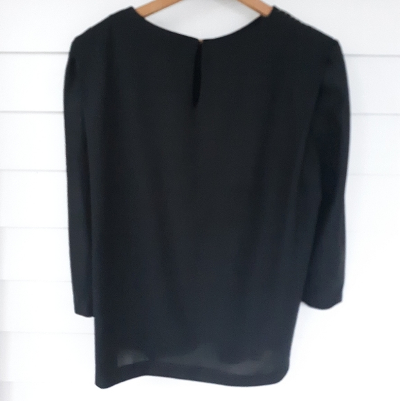 Vintage 80's Good Times Black Sparkle Blouse L/XL - Picture 5 of 6